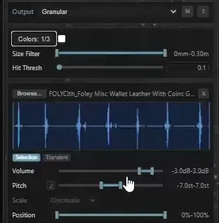 Granular transient detection picking grain start points